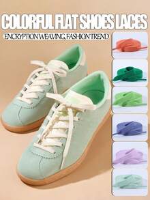 New Fashion Sneakers, Solid Color Thick Woven Shoelaces, Colorful Shoe Laces - Multicolor - View 2
