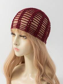 1 chiếc mũ len móc thủ công nhẹ, thời trang mùa xuân/thu dành cho nữ, phù hợp với phong cách boho hàng ngày. - B - Xem 16