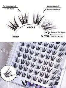 No Glue Needed – 64PCS Self-Adhesive Foxy Eye Cluster Lashes, CC Curl Elongated Style, Lightweight & Reusable, Creates A Seductive Eye Look. - View 7