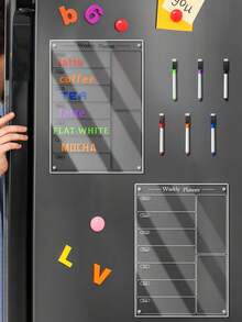 3 Colors Available Acrylic Refrigerator Magnetic Weekly Planner Board, Erasable Schedule Memo Planning Chart, Home Kitchen Office Transparent Message Board, Back To School - Multicolor - View 15