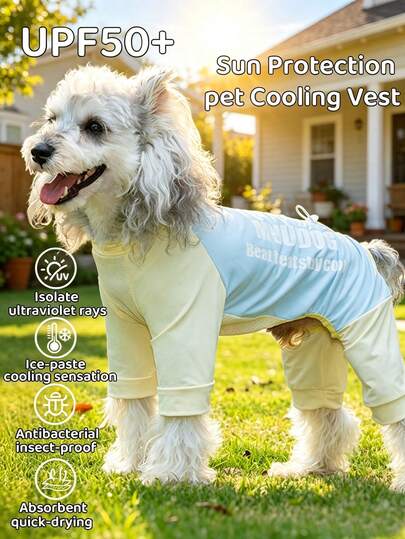 DomKim Dog Cooling Four-Legged Protective Style Vest, With UV Protection And Insect Repellent Functions. Breathable Mesh Design Provides Cool And Comfortable Wear For Outdoor Activities And Daily Sun Protection. Soft And Breathable Material, Sleeveless Elastic Design, Suitable For Small, Medium And Large Dogs.