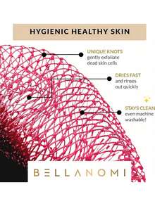 BELLANOMI African Exfoliating Net Sponge,Multi-Color Authentic, Ethically Sourced From Nigeria, 45 Inches Long, Back Scrubber For Daily Use - Pink - 查看 3