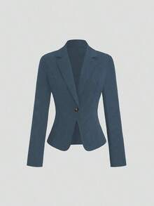 Clasi Blazer casual de unicolor, otoño - Niebla azul - Ver 2