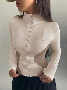 Chaqueta Ajustada Con Cierre De Cremallera Para Mujer - Multicolor - Ver 5