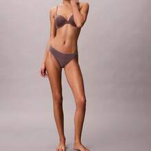 Calvin Klein Ideal Cotton Thong Underwear  Women  Panties QD5124 - Erin Stripe Botanical Brown - 查看 2
