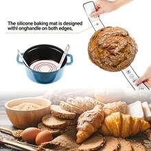 1pc Reusable Non-Stick Silicone Baking Mat/Liner With Long Handle, Suitable For Dutch Oven, Round Bread Baking Tool, Dough And Pastry. Heat-Resistant, Easy To Clean, Oil-Proof, Anti-Stick Mat. - View 2