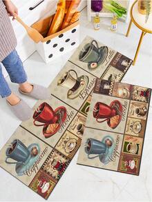 1/2pcs Coffee Kitchen Carpet, Country Farmhouse Style Decorative Kitchen Floor Mat, Non-Slip Absorbent Washable Corridor Carpet, Fun Coffee Kitchen Decoration. - Multicolor - View 3