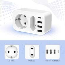 HITRENDS 4-In-1 Multi-Function Wall Adapter With 3 USB Ports + 1 USB-C Port, Portable Wall Adapter, 5V/3.1A Fast Charging – Compact Cubic Design, Overvoltage And Short Circuit Protection, Suitable For Home, Office, And Travel. - View 3