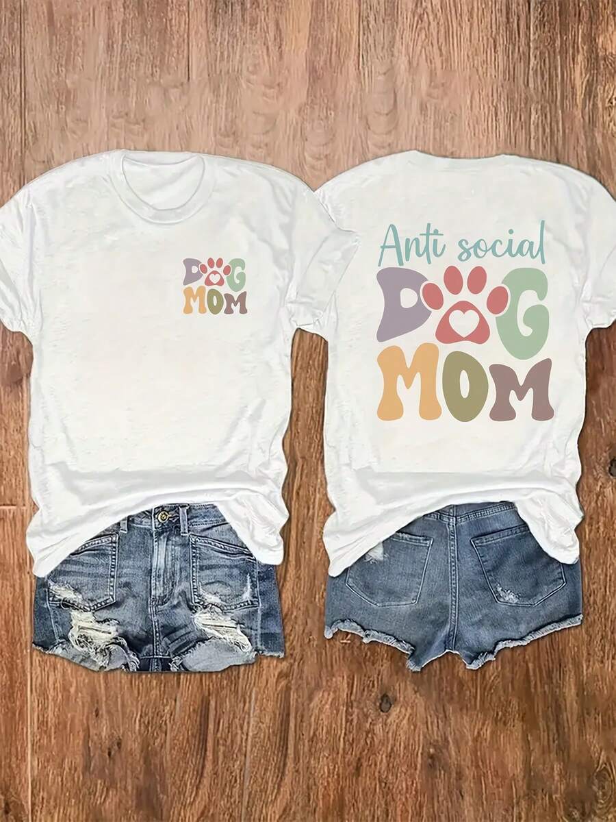 Camiseta de manga corta para mujer, la más vendida del verano, con estampado moderno - básica y versátil. - Blanco - Ver 1