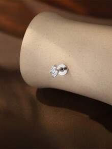 AnlaScheer 1pc 0.1ct Moissanite 925 Sterling Silver Geometric Flat Back Helix Cartilage Stud Earrings For Women Engagement Wedding Bridal Jewelry - Silver - View 5