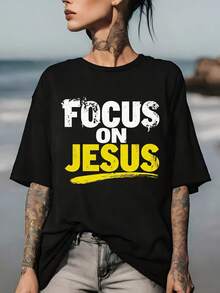 Casual Specializes In Women's T-Shirts, Perfect For Easter Gifts, Religious Events, And Family Gatherings. | Soft And Comfortable Women's T-Shirt, A Must-Have - 黑色 - 查看 1