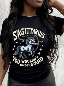 It's Something You Wouldn't Understand: Women's Zodiac Sign T-Shirt, Astrology Star Sign Graphic Tee. - 黑色 - 查看 1