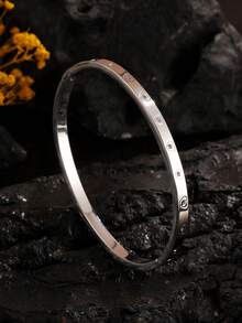 Bộ 3 vòng tay bằng thép không gỉ mạ vàng 18K hình trái tim đính pha lê, thích hợp cho nữ đeo hàng ngày, làm quà tặng ngày lễ, bộ vòng tay thời trang. - Bạc - Xem 5