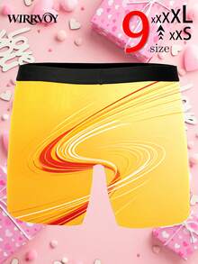 1pc Custom Photo Face Men's Boxer Briefs, Personalized Football Star Cartoon Underwear, Yellow Gradient Print Trunks, Customizable Text & Photo Shorts - Yellow - View 2