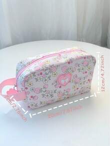Floral Pattern Cosmetic Bag Travel Makeup Pouch Portable & Casual Makeup Bag Large Capacity Travel Toiletry Bag Toiletries Handbag Wash Bag For Women - Multicolor - View 10