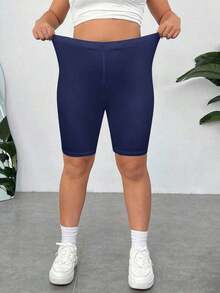 Pantalones Cortos de Compresión de Talla Grande  Negros de Secado Rápido y Refrigeración - Azul Marino - Ver 4