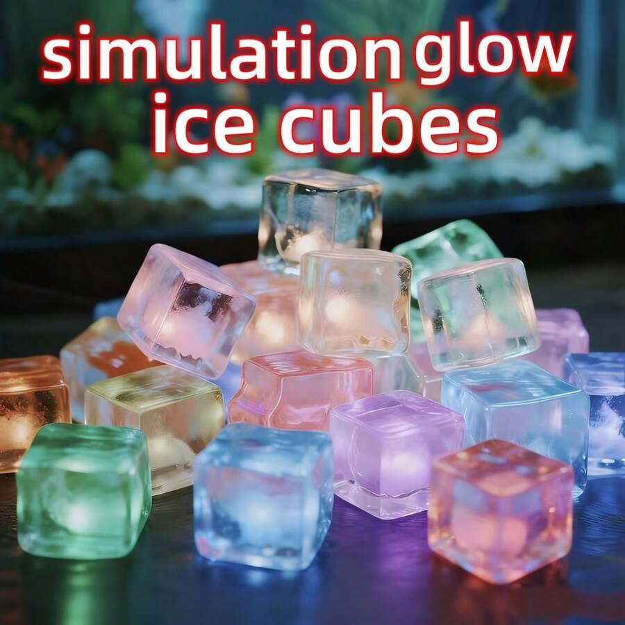 Colorful Glow-In-The-Dark Ice Cubes, Multi-Functional Luminous Resin Ice Cubes, Glow Stones - Color Changing Resin Ice Cubes, Suitable For DIY, Parties, Aquariums, Home And Outdoor Use - Glowing Stones With Blacklight Glow Effect - A - View 1