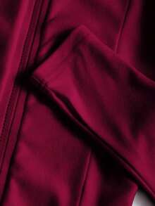 Chaqueta ligera con estampado de polo para mujer, abrigo casual de calle deportivo con cremallera, ajuste delgado de manga larga, otoño - Burdeos - Ver 4