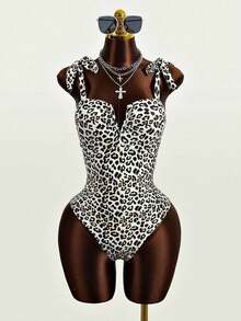 Swim Traje de baño de una pieza con estampado vintage para mujeres, propiedad de los derechos de autor, playa de verano - Multicolor 5 - Ver 8