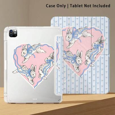 Ốp bảo vệ máy tính bảng bằng acrylic pha lê, có chân đế, tương thích với Matepad SE 11/Matepad 11/Matepad Pro 11in, 12.2in/Matepad Air 12in, Honor Pad 8/9/10, Honor GT 11.5inch/X7/X8A/X9/X8Pro/X9Pro/V9/V8 Pro, và , Apple thế hệ thứ 10/11 2025 (A16), và A9/A9+/A11/S11/S10 FE. Có họa tiết sọc xanh, nơ và hình thỏ.