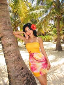 Vestido mini para mujer, de moda para el verano - Naranja - Ver 6