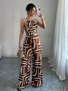 Mono de tela estampada con envolvente frontal para mujer, diseño que define la cintura para usar en ocasiones elegantes, ya sea de fiesta o diario - Multicolor 6 - Ver 7