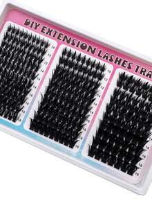 60D+100D+160D Cartoon Style Eyelash Clusters, Hedgehog Style Eyelashes, 260pcs DIY Eyelashes, 10-18mm Mixed Length, Dense Bundle Cat Eye Dramatic Eyelashes, D Curl Eyelashes, Segmented False Eyelashes, Reusable, Suitable For Daily Life, Parties And Celebrations For Dramatic Dense Effect - D - View 4