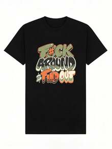 Camiseta de manga corta con cuello redondo suave y casual para mujer, estilo retro con estampado de letras de grafiti urbano. Blanca. - Negro - Ver 4