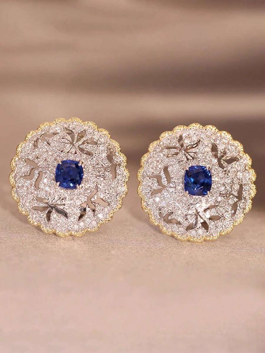 1 paire de boucles d'oreilles à tige ornées de zirconium cubique, conçues pour les femmes, convenant pour les mariages, les fiançailles, les fêtes d'anniversaire, les cadeaux de la Saint-Valentin - 1# - Voir 1