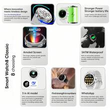 Microwear Watch 8 经典多功能智能手表，男女通用，支持健身、运动、跑步，可通过蓝牙连接手机，进行语音通话，追踪活动，接收通知，监测心率，追踪睡眠，设置闹钟和计步器，配备高清触摸屏数字腕表。 - 黑色 - 查看 4