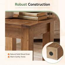 Tribesigns Solid Wood Side Table For Living Room, Farmhouse Square End Tale With Stable 4 Legs For Small Spaces, Bedroom, Rustic Brown - Rustic Brown - View 5