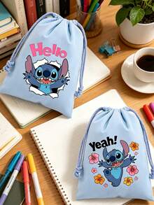 Túi dây rút màu vàng in hình Lilo & Stitch của Disney, nổi bật với hình ảnh Stitch đáng yêu đang úp mặt và chữ màu đỏ đậm. Được làm từ vải canvas mềm mại nhưng bền chắc với dây rút bằng dây thừng dày, chiếc túi nhẹ và đa năng này lý tưởng để đựng đồ tập gym, đồ dùng du lịch hoặc các vật dụng hàng ngày, mang đến nét tinh nghịch và hoài cổ cho cuộc sống thường nhật của bạn. - Nhiều kiểu dáng - Xem 1