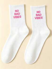 1/3/5/6 Pairs Women Letter & Flower Mid-Calf Socks, New Spring/Autumn High Elasticity Casual Tube Socks, Comfortable Soft Student Socks, Street Style Ladies Socks - Multicolor - View 7