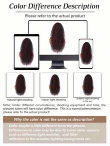 24 Inch Deep Brown Deep Wave Clip-In Ponytail Hair Extension - Heat Resistant Synthetic Fiber, Natural Curly Hair Styling Accessory, Suitable For Women's Daily Use, Daily Hairstyle Styling Accessory, Voluminous Curly Heat Resistant Fiber Wig - Red Highlight - View 10