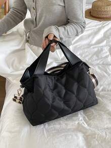 Bolso de mano para mujer, bolso ligero y esponjoso, adecuado para viajes, trabajo, playa, gimnasio, compras - Negro 6 - Ver 3