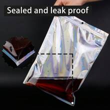 XZV 100个不同尺寸的激光彩虹礼品袋，全息前窗可重复使用拉链袋，珠宝零售袋，适用于收纳、珠宝、小型企业、礼品包装、圣诞节、小型企业理想之选、珠宝样品、新年节日礼品袋 - 彩色 - 查看 10