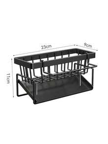 1pc Efficient Draining Kitchen Sponge Holder, Kitchen Sink Organizer Rack, Sponge Holder, Soap Dish Holder, Self-Draining Kitchen Sink Organizer Rack, Made Of Carbon Steel, More Durable, Kitchen Countertop Organizer Rack, Food Storage Rack, Kitchen Sink Corner Sponge Storage Basket, Sink Rack, With Dishcloth Drying Rack, Also Can Be Used As Soap Dish, With Fast Draining Function, Space-Saving Countertop Organizer Rack - Multicolor - View 3
