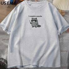 Necesito Snacks Camiseta Divertida de Mapache para Hombres y Mujeres, Camiseta para Amantes de los Animales, Camiseta Casual con Gráficos, Camiseta de Algodón Transpirable - Negro - Ver 9