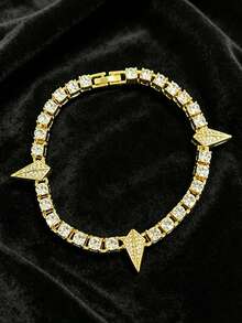 Vòng tay dây xích tennis thiết kế mũi tên đính đá Cubic Zirconia 5mm, phụ kiện tối giản unisex, trang sức đôi cao cấp nhẹ nhàng, đa năng từ thương hiệu nhỏ, phù hợp để đeo hàng ngày và phong cách đường phố. - Chuỗi vợt tennis Arrow - Xem 14