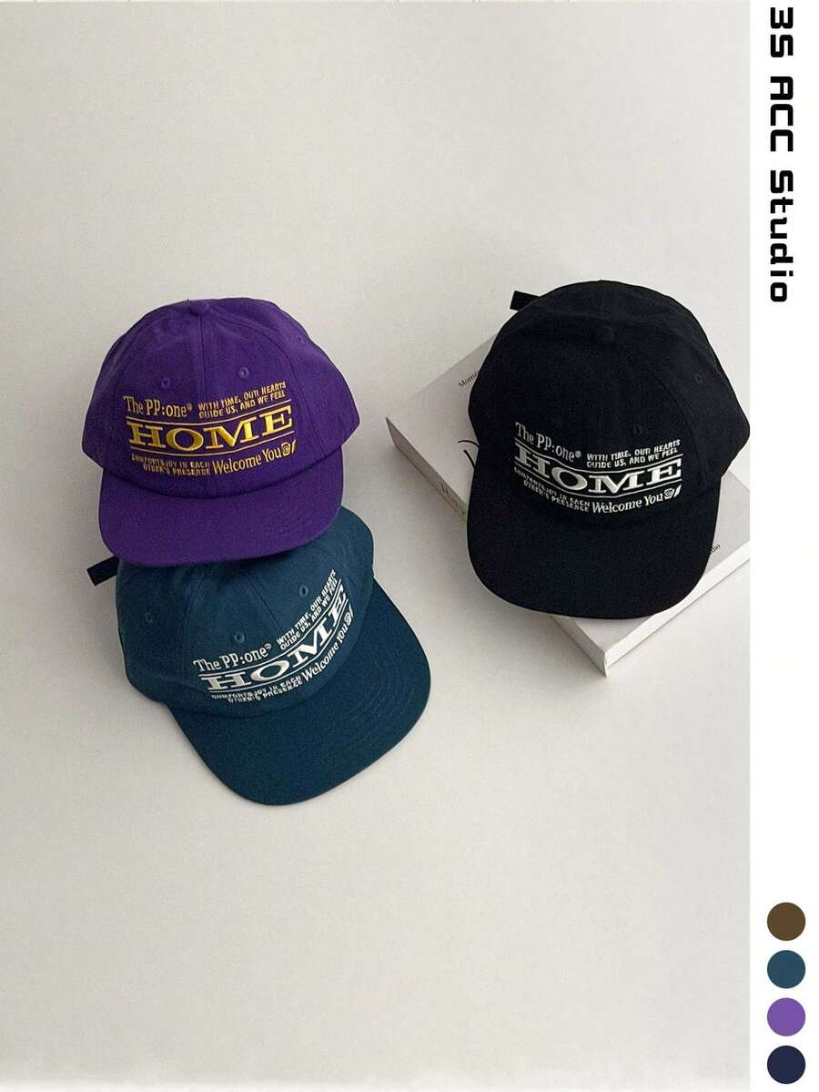 1pc Letter Embroidered Brim Wide Brim Baseball Cap, Spring/Summer Outing Face-Slimming Hip-Hop Snapback Hat For Men