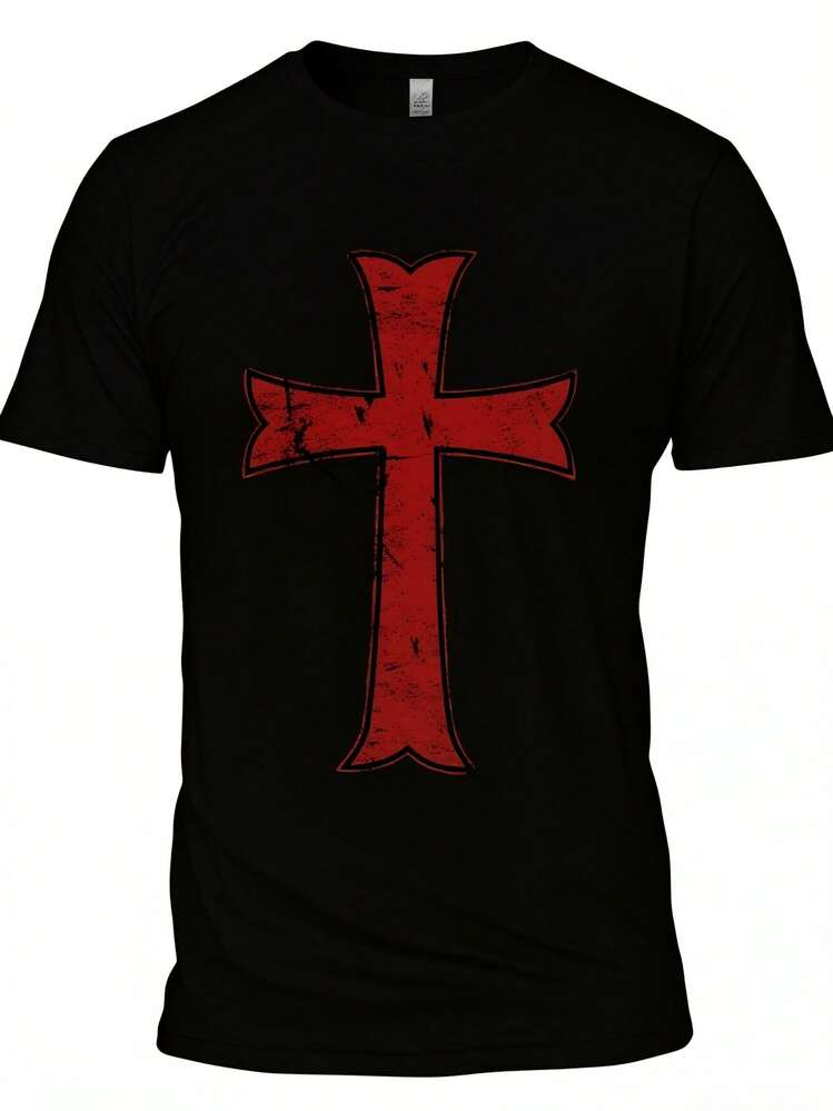 Camiseta unisex, para hombreCruzadoCaballeroTemplarioCruzCamisetaAMedievalGuerreroCristianoCamisetaCaracterísticasaCruzDiseño,CortoMangas,RegularAjusteRetroInformalGráficoTee,MáquinaLavable, ropademujer,blusasparamujer,topsdemujer,playerasdemujer,DailycasualConjunto, RegularAjuste, DiarioCoincidencia, GráficoEstampado, Deportivocasual - Negro - Añade 1
