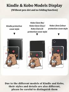 1pc Transparent Soft Silicone Protective Case With Otter Drinking Bubble Tea & Turtle Pattern, Suitable For Kindle 11th Gen 2022/Kindle Paperwhite 12th Gen 2024/Kindle Colorsoft Signature Edition, Clara Colour/Bw/2E, Suitable For Study, Office And Gifts - Multicolor - View 10