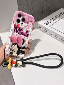 This Disney Mickey Mouse Lanyard Phone Case Is Fully Covered In TPU Material. It's Shockproof, Lightweight, And Compatible With IPhone17/16/11/13/15/15 Plus/15 Pro/15 Pro Max/12/14 Pro Max/11 Pro Max/12 Pro/12 Pro Max/13. This Phone Case Makes A Popular Birthday Gift Or Business Gift; It's Durable, Stain- And Fingerprint Resistant, And Suitable For Both Men And Women. The Set Also Includes A Mickey Mouse Phone Case And A Mickey Mouse Plush Bracelet. It's A Perfect Gift For Friends And Family. This Stylish Phone Case Is Fun, Lightweight, And Durable. IPhone17 Pro Max Phone Case, Minnie Mouse Phone Case. - 白色 - 查看 5