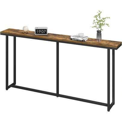 Narrow Console Table 20x180x80 Cm Iron Wood Hallway Table For Small Spaces Easy Assembly Sturdy Entryway Sofa Table Rustic Brown Black