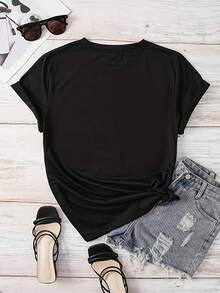 Camiseta de mujer para primavera y verano - Negro - Ver 3