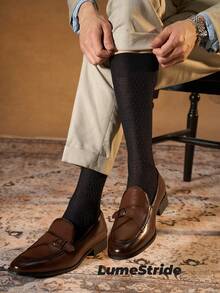 Men Crew Socks | Business & Everyday | Versatile Dress Socks | Comfortable Nylon | All-Match Style - Black - View 3