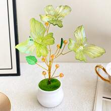 1pc Exquisite Butterfly Artificial Potted Plant With Fashionable Beaded Artificial Flowers, Elegant Craft Ornament, Creative Holiday Gift, Suitable For Wedding Decor, Home Room And Office Desk Decoration - Multicolor - View 14