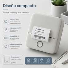 Mini impresora portátil, impresora inalámbrica de tinta, mini impresora autoadhesiva, papel de soporte de papel, notas de estudio, impresora de fotos de impresión inalámbrica, para pegatinas autoadhesivas, mini impresora portátil, impresora térmica inteligente inalámbrica/scrapbooks DIY/viaje/lista de impresoras de recibos/memo, instrucciones - Ver 4