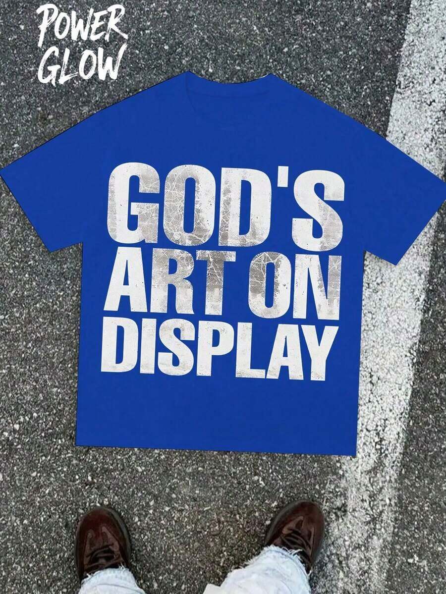 Premium Unisex Casual T-Shirts With "GOD'S ART ON DISPLAY" Print, Customizable Graphic Tees For Men - Men's T-Shirts. Casual And Stylish Short-Sleeved T-Shirts For Summer, Made Of 100% Cotton. The Most Popular Top For Men. - 藍色 - 查看 1