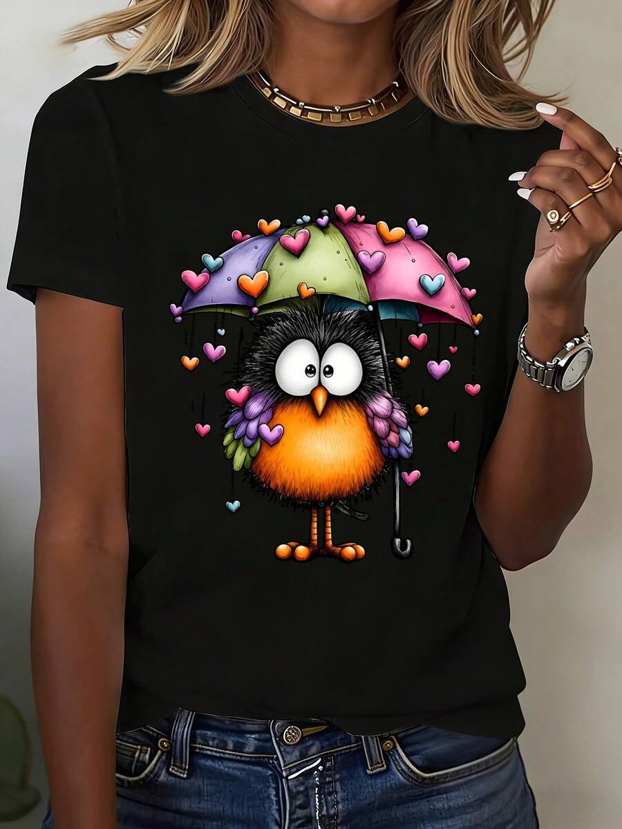 New Women's Casual, Sporty, And Fashionable Loungewear T-Shirt With A Round Neck - Cool, Breathable, And Machine Washable, 100% Pure Cotton, Simple And Stylish Short Sleeves For Everyday Wear, Essential For Spring, Summer, Autumn, And Winter, Available In Sizes XS-XXL - 黑色 - 查看 1